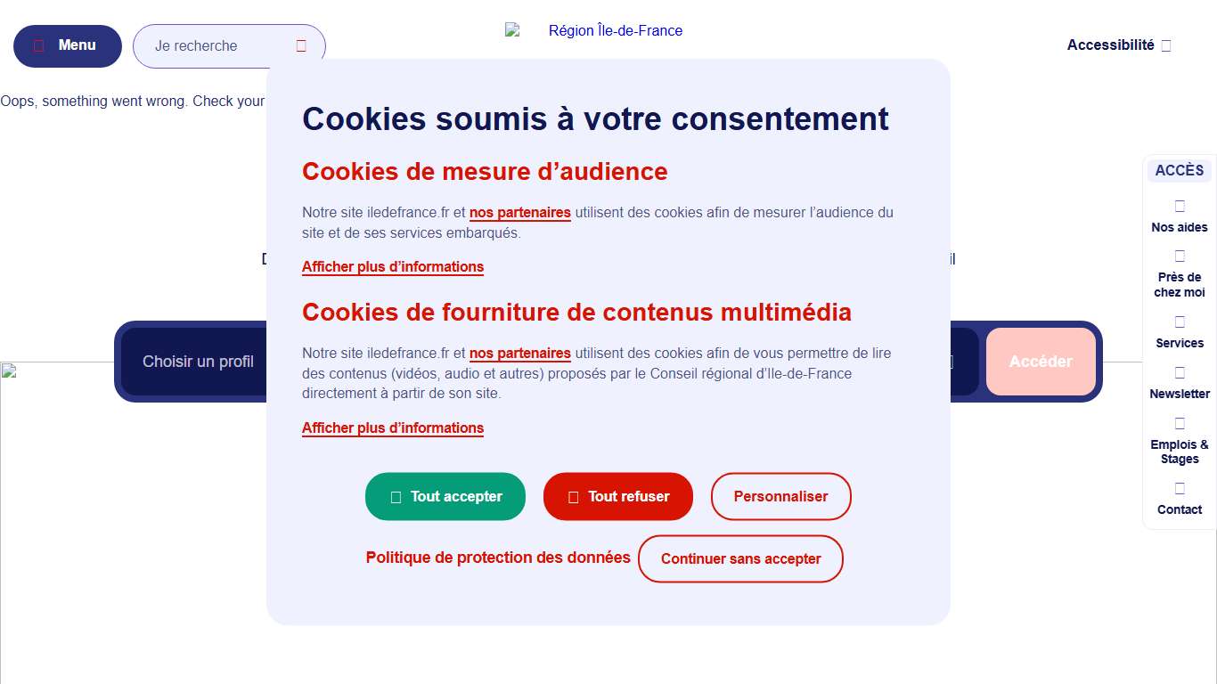 Page d'accueil Région Île-de-France